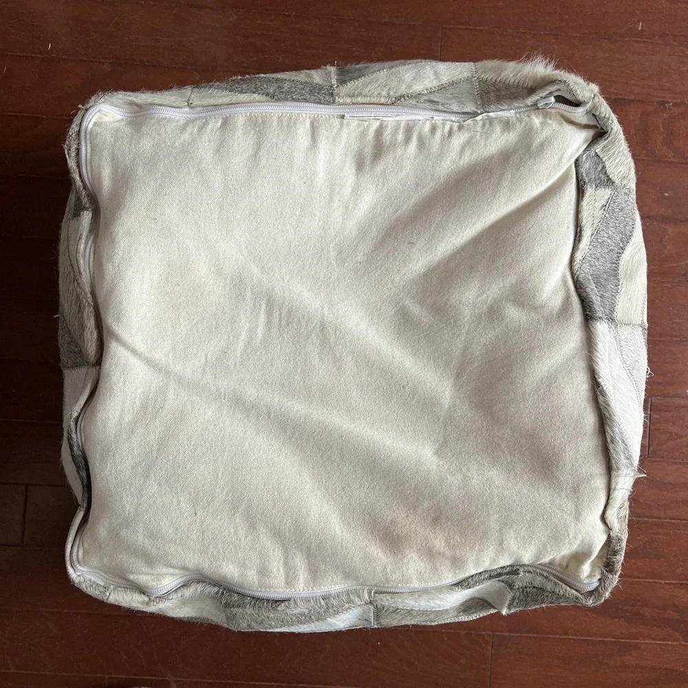 Geometric Pouf Cowhide Genuine Leather 15x15x15